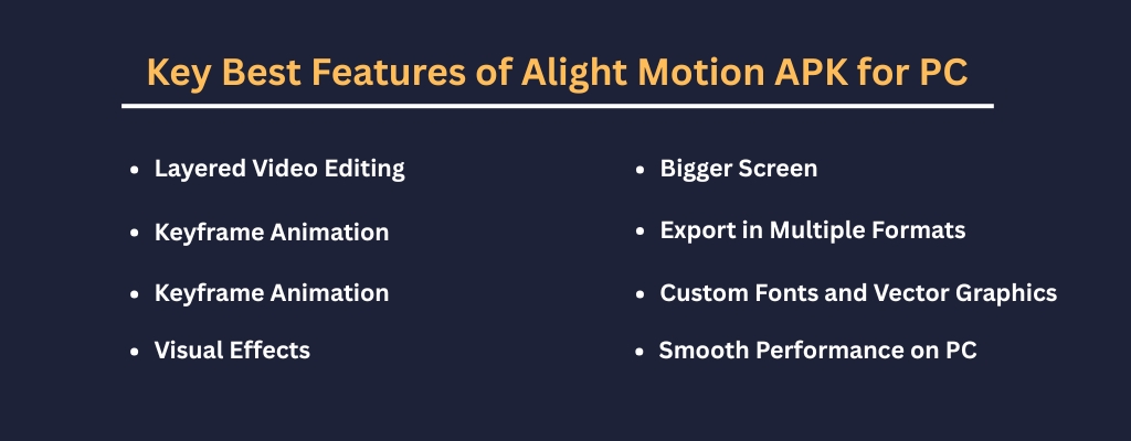 Key Best Features of Alight Motion APK for PC